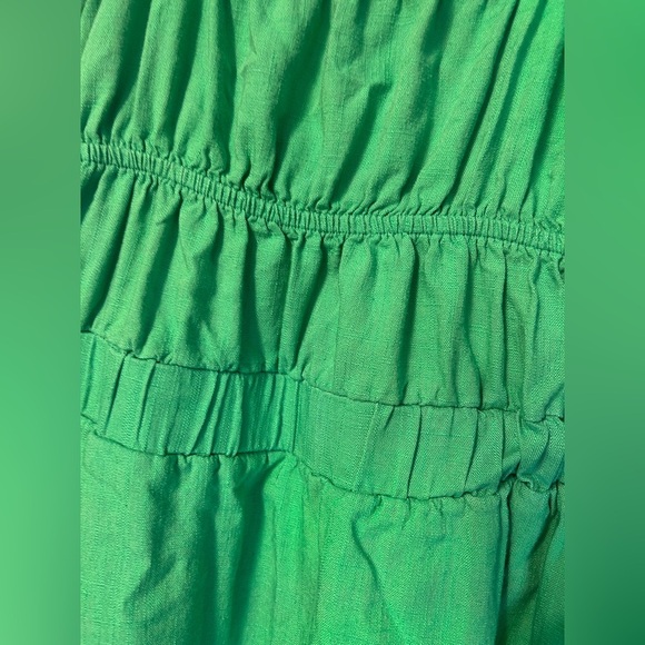 Green Smocked Sundress with Puff Sleeves - Picture 3 of 4